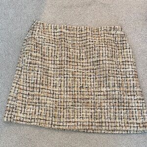 LOFT Plaid Mini Skirt - Cream and Brown